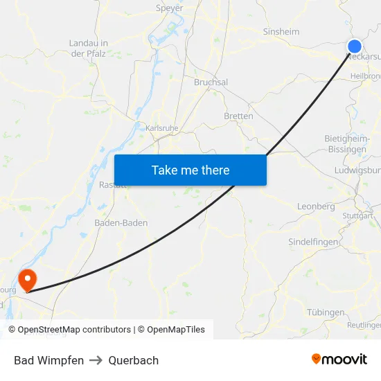 Bad Wimpfen to Querbach map