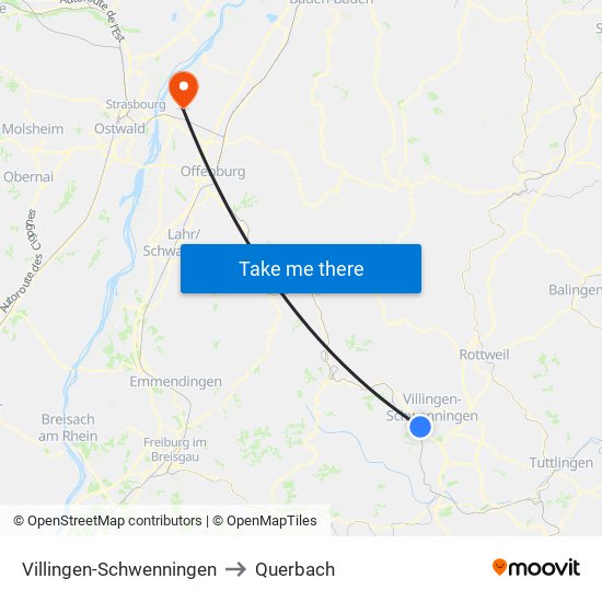 Villingen-Schwenningen to Querbach map