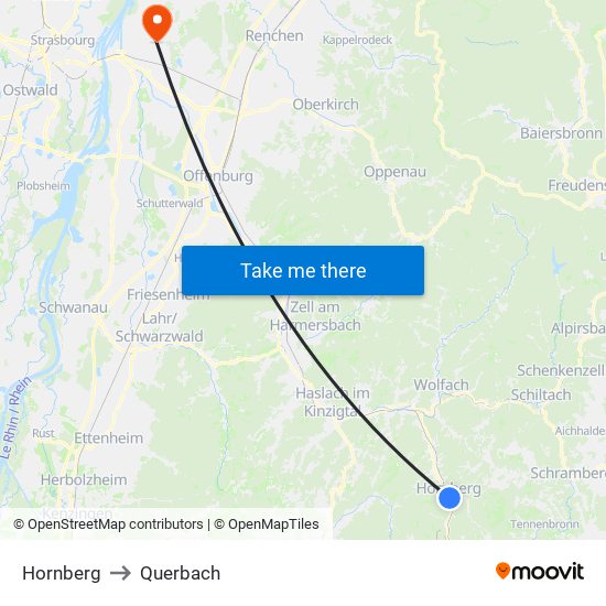 Hornberg to Querbach map