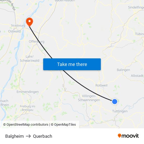 Balgheim to Querbach map