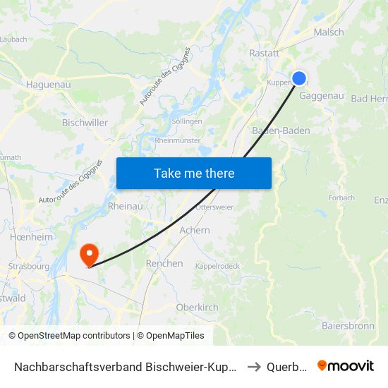 Nachbarschaftsverband Bischweier-Kuppenheim to Querbach map
