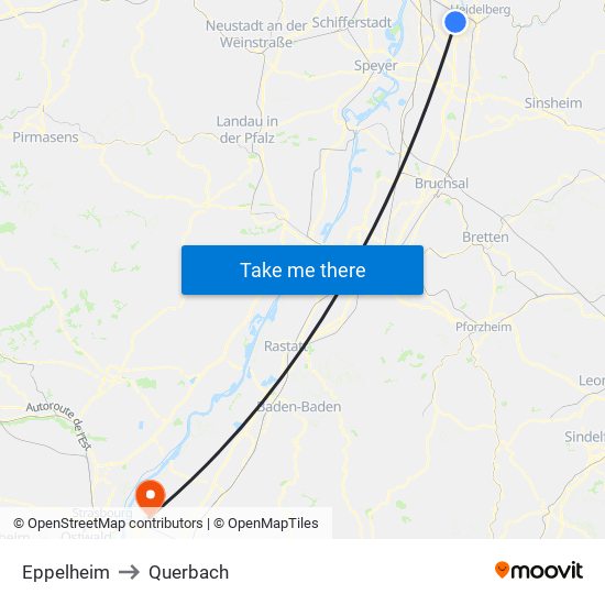 Eppelheim to Querbach map