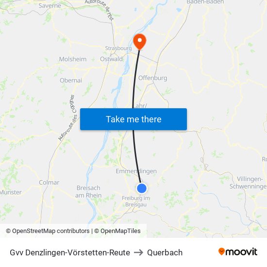 Gvv Denzlingen-Vörstetten-Reute to Querbach map