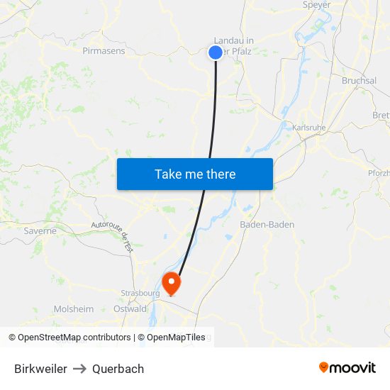 Birkweiler to Querbach map