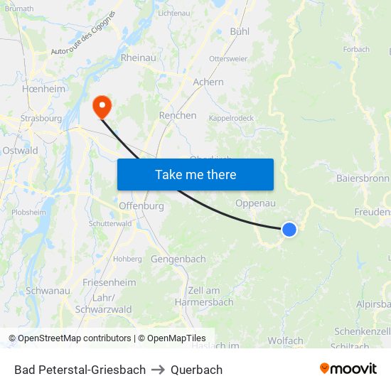 Bad Peterstal-Griesbach to Querbach map