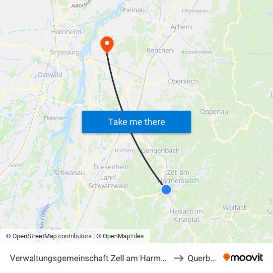 Verwaltungsgemeinschaft Zell am Harmersbach to Querbach map