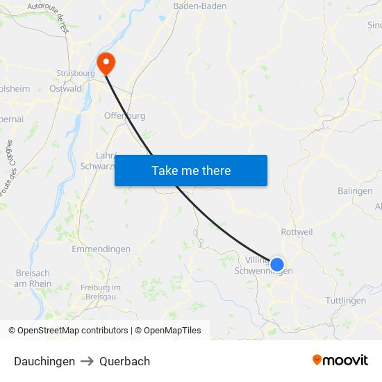 Dauchingen to Querbach map