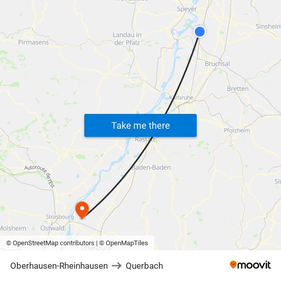 Oberhausen-Rheinhausen to Querbach map