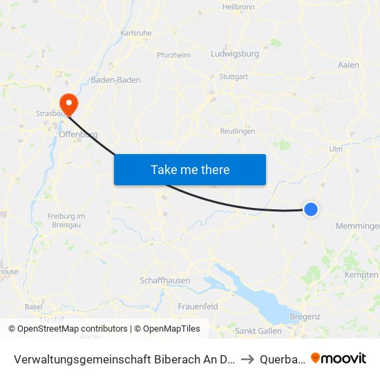 Verwaltungsgemeinschaft Biberach An Der Riß to Querbach map