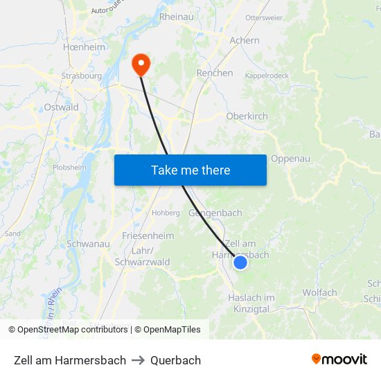 Zell am Harmersbach to Querbach map