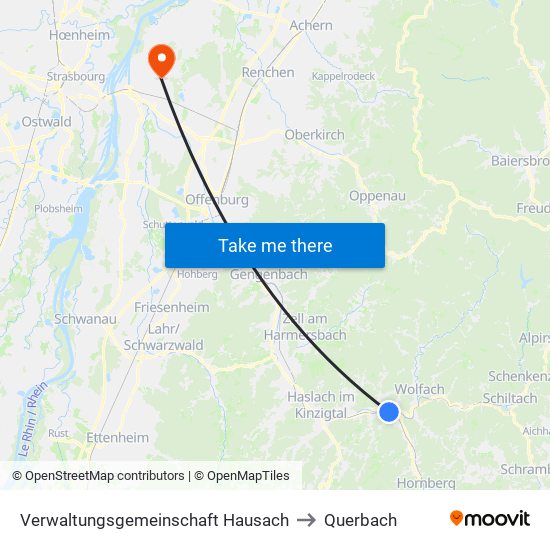 Verwaltungsgemeinschaft Hausach to Querbach map