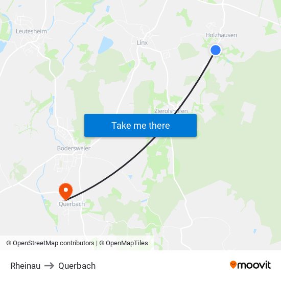 Rheinau to Querbach map