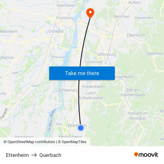 Ettenheim to Querbach map