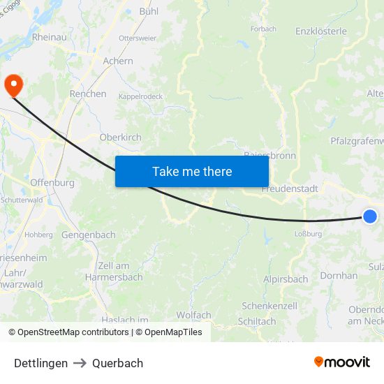 Dettlingen to Querbach map