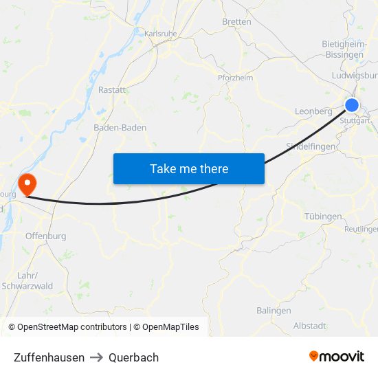 Zuffenhausen to Querbach map