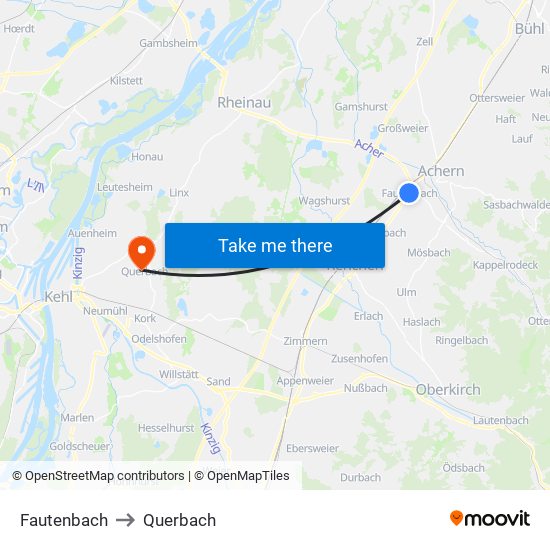 Fautenbach to Querbach map