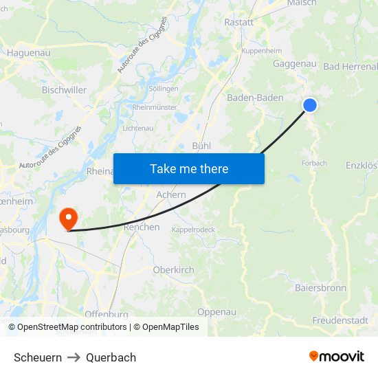 Scheuern to Querbach map