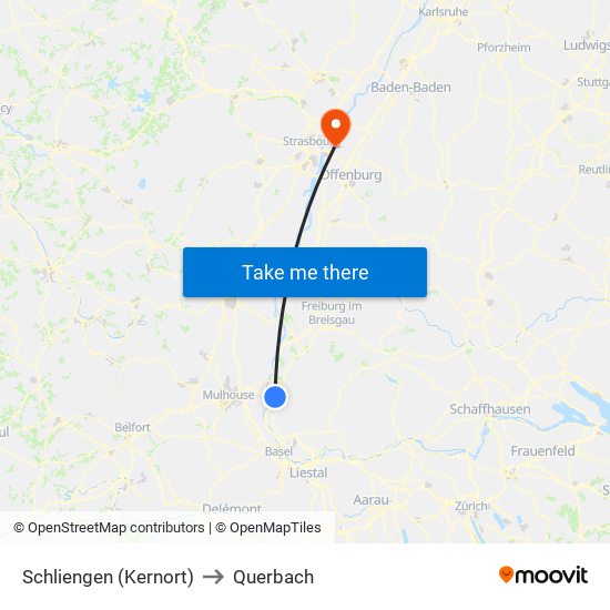 Schliengen (Kernort) to Querbach map