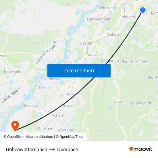 Hohenwettersbach to Querbach map