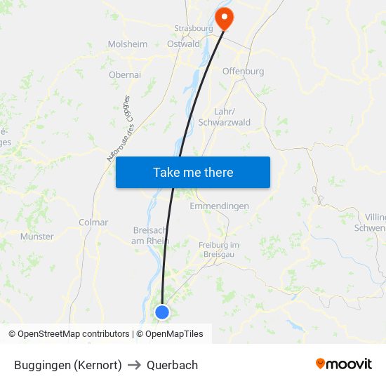 Buggingen (Kernort) to Querbach map