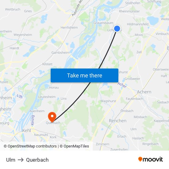 Ulm to Querbach map