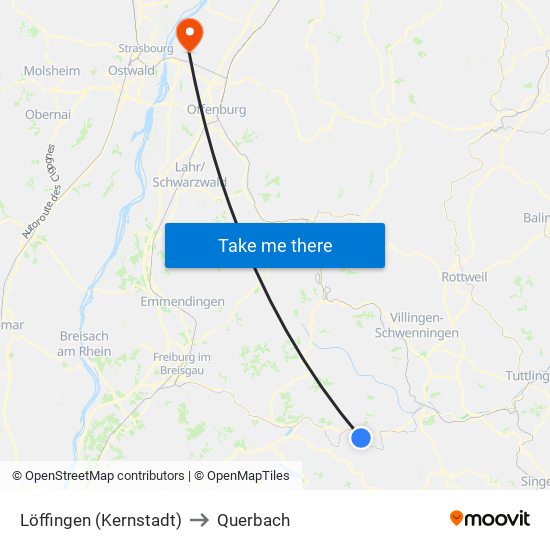 Löffingen (Kernstadt) to Querbach map