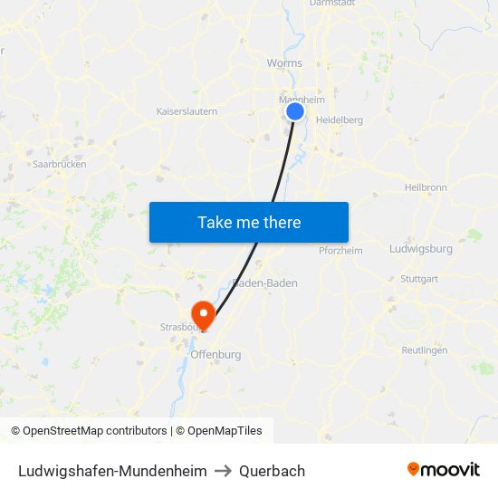 Ludwigshafen-Mundenheim to Querbach map