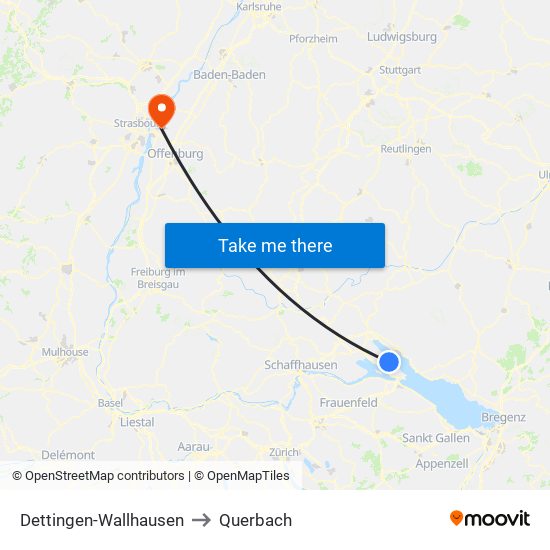 Dettingen-Wallhausen to Querbach map