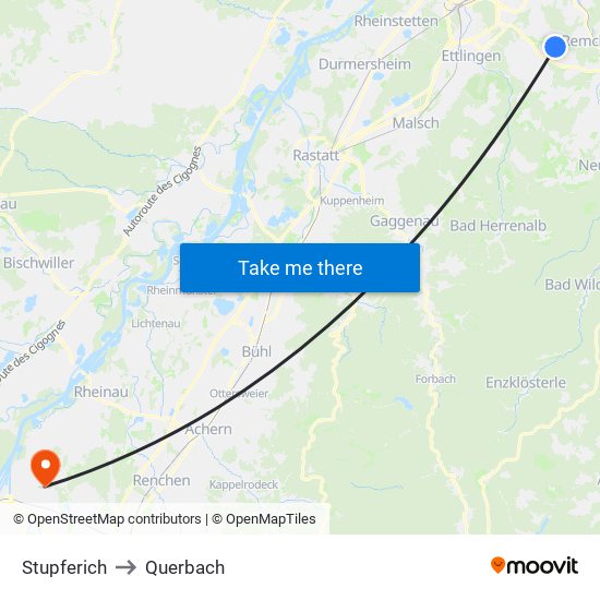 Stupferich to Querbach map