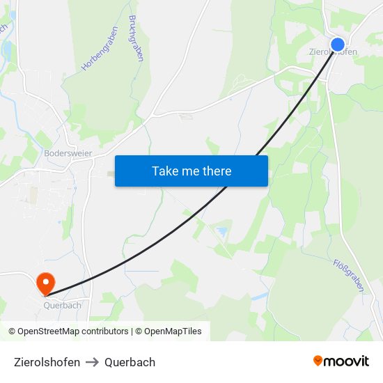 Zierolshofen to Querbach map