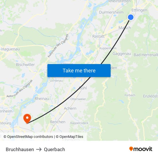 Bruchhausen to Querbach map