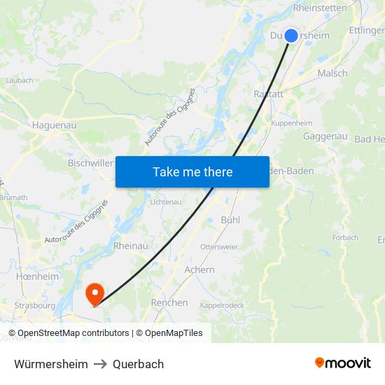 Würmersheim to Querbach map