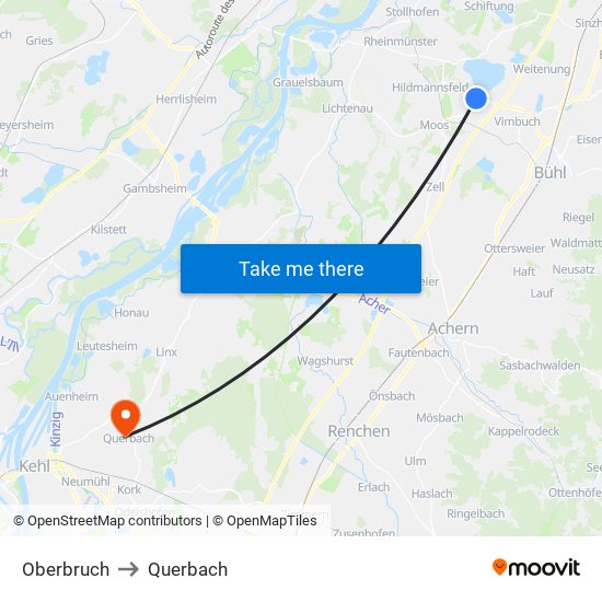 Oberbruch to Querbach map