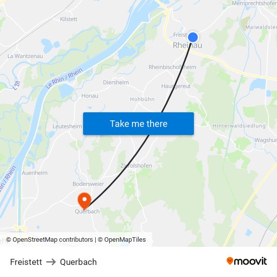 Freistett to Querbach map