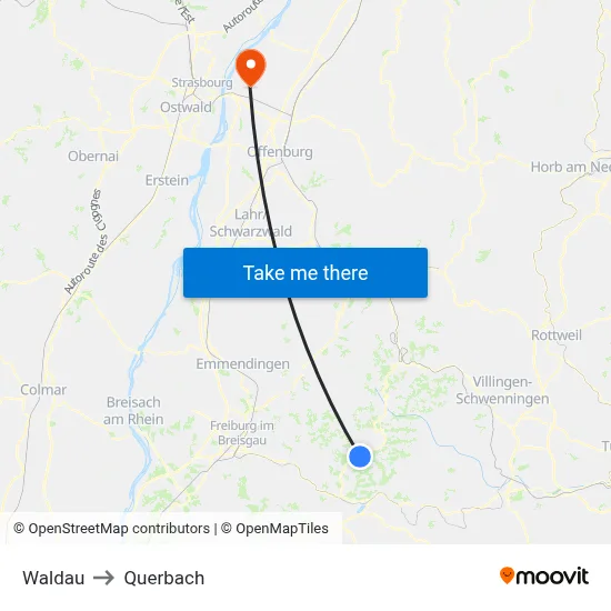 Waldau to Querbach map