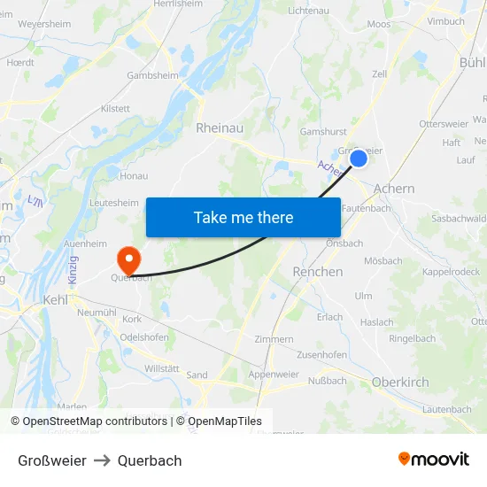 Großweier to Querbach map