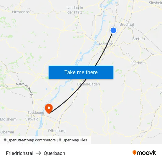 Friedrichstal to Querbach map