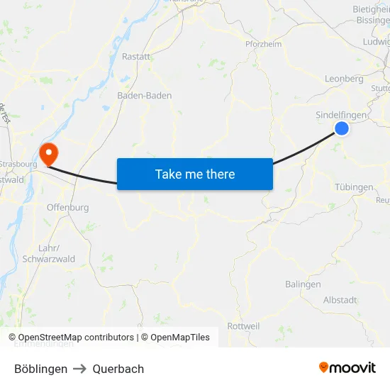 Böblingen to Querbach map