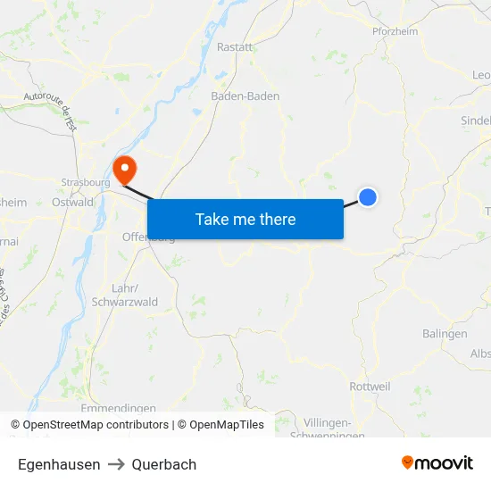 Egenhausen to Querbach map