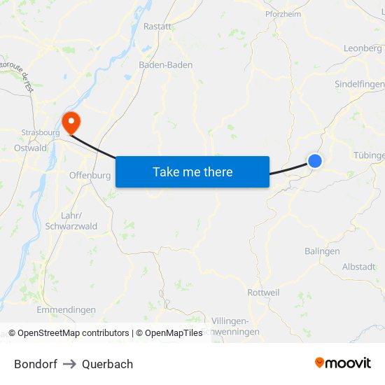 Bondorf to Querbach map