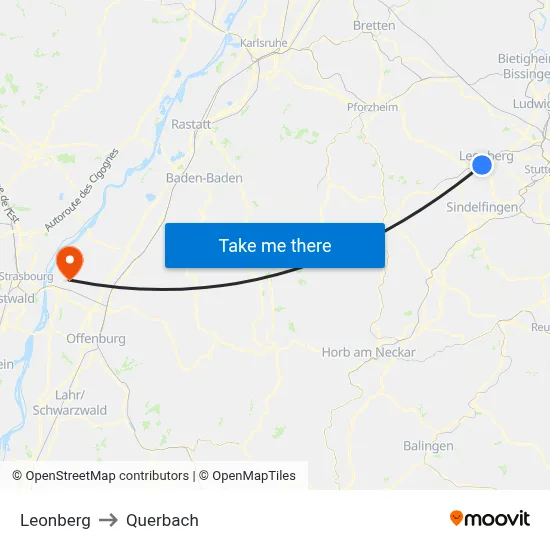Leonberg to Querbach map