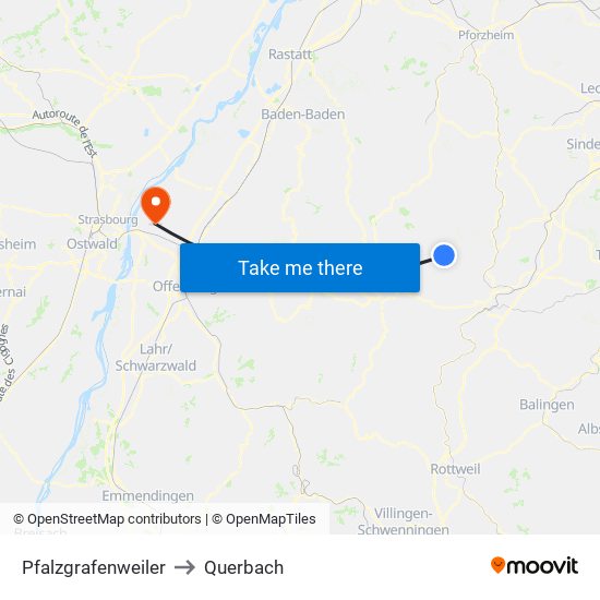 Pfalzgrafenweiler to Querbach map