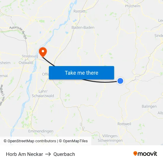 Horb Am Neckar to Querbach map