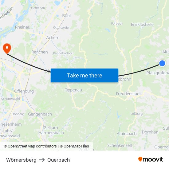 Wörnersberg to Querbach map