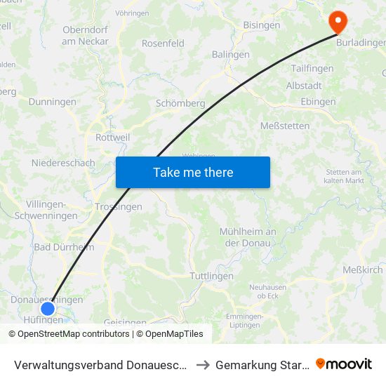 Verwaltungsverband Donaueschingen to Gemarkung Starzeln map