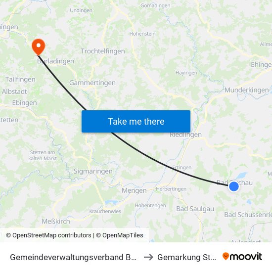 Gemeindeverwaltungsverband Bad Buchau to Gemarkung Starzeln map