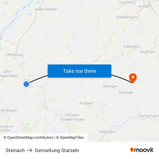 Steinach to Gemarkung Starzeln map