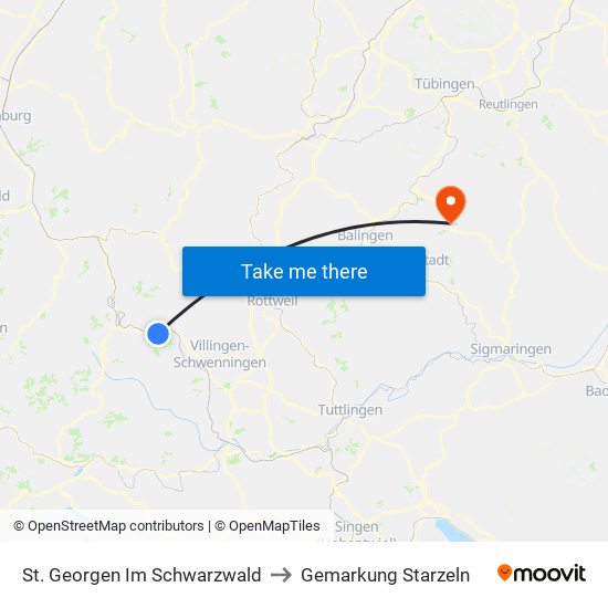 St. Georgen Im Schwarzwald to Gemarkung Starzeln map