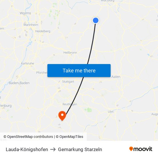 Lauda-Königshofen to Gemarkung Starzeln map