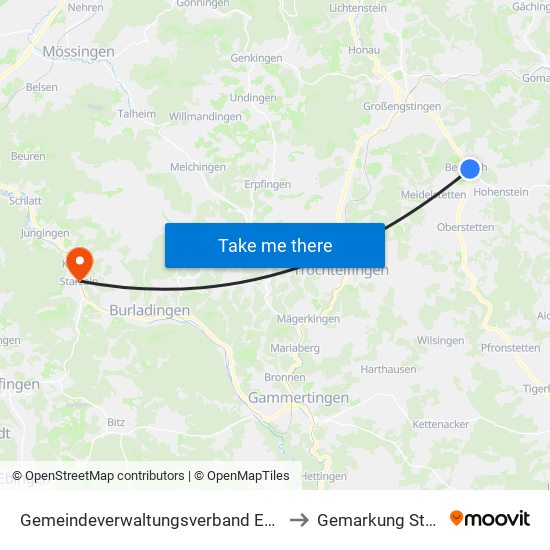 Gemeindeverwaltungsverband Engstingen to Gemarkung Starzeln map
